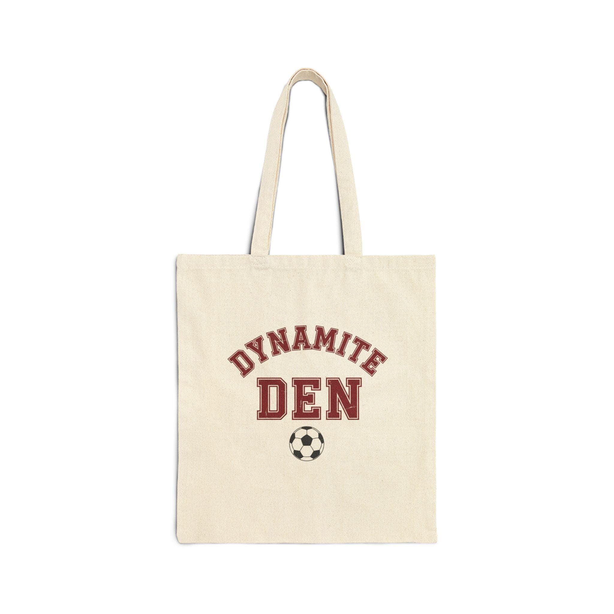 Denmark Soccer Tote Bag | Danish Dynamite Vintage College Tote | Retro 1970s Collegiate DEN World Cup Red Canvas Fan Gift