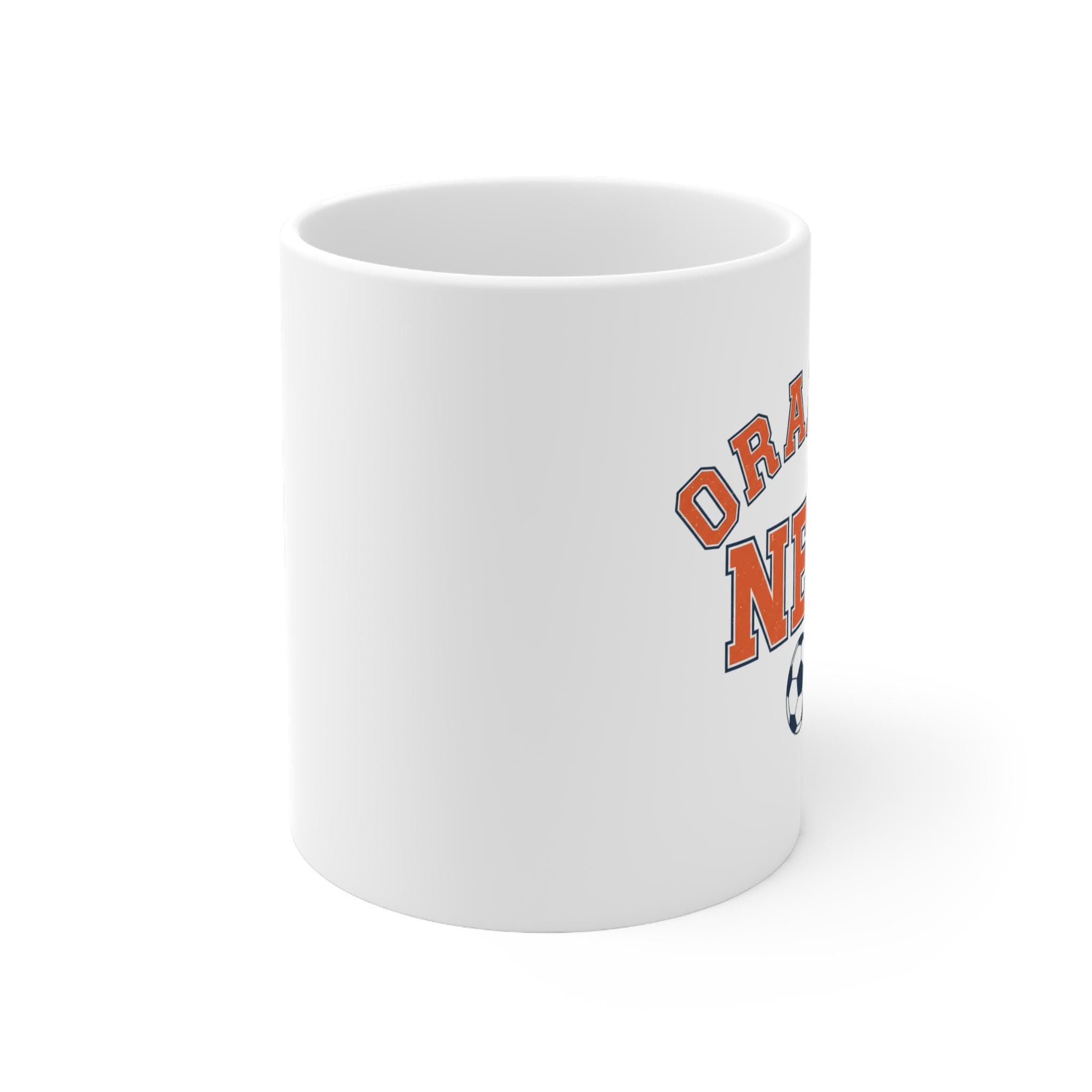 Netherlands Soccer Mug | Oranje Vintage College Mug | Retro 1970s Collegiate NED World Cup Orange Navy Ceramic Fan Gift