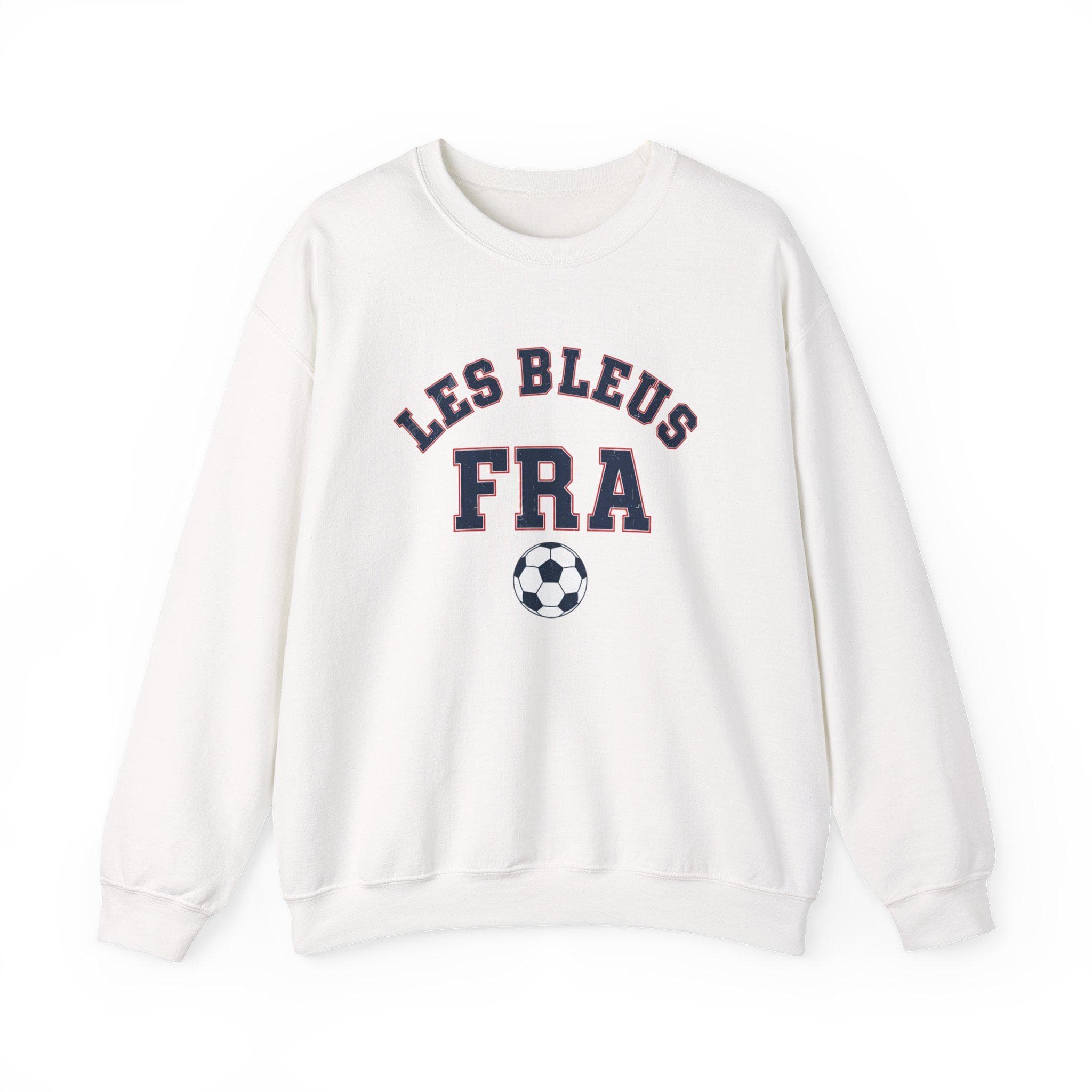 France Soccer Sweatshirt | Les Bleus Vintage College Crewneck | Retro 1970s Collegiate FRA World Cup Navy Red Premium Fleece Fan Gift