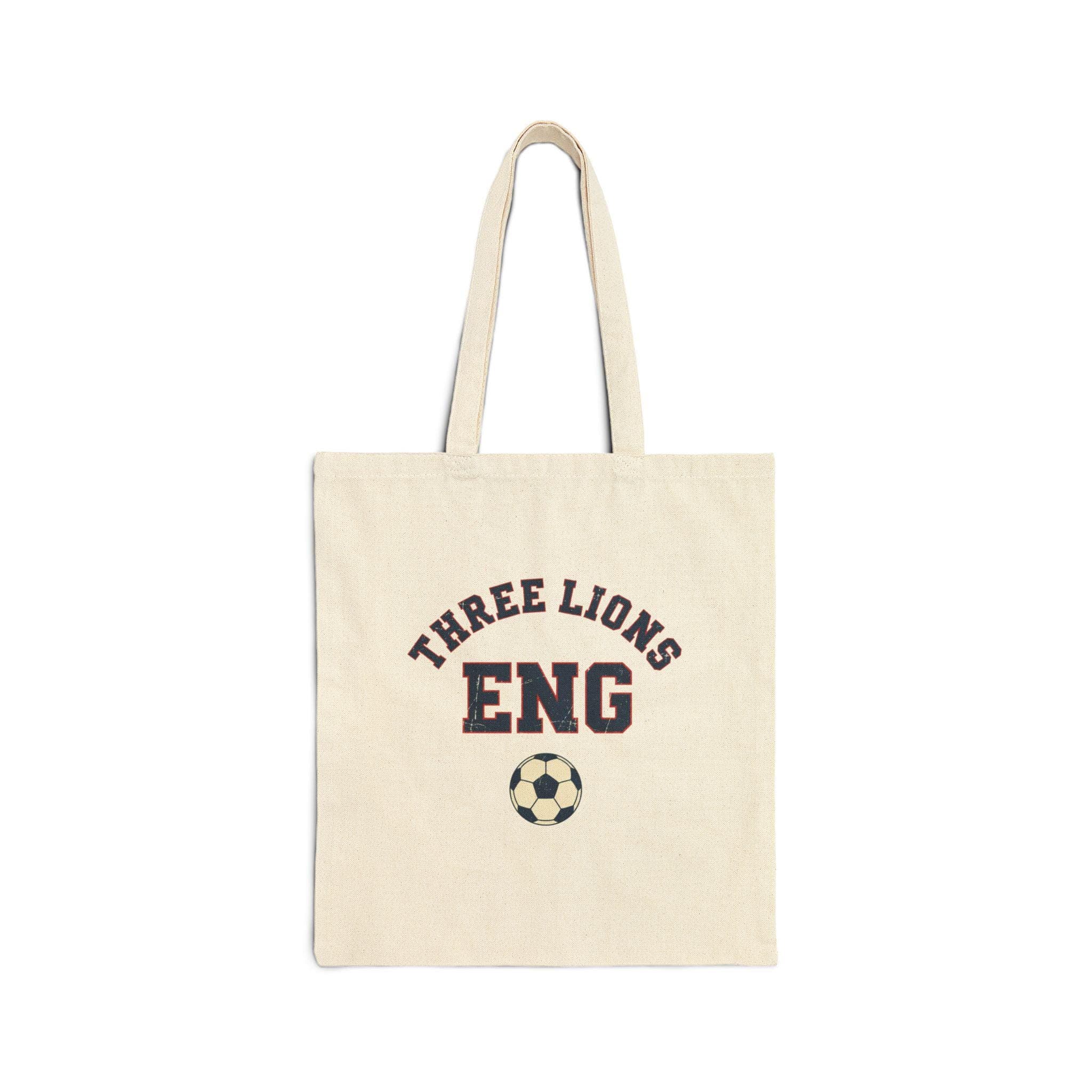 England Soccer Tote Bag | Three Lions Vintage College Tote | Retro 1970s Collegiate ENG World Cup Navy Red Canvas Fan Gift