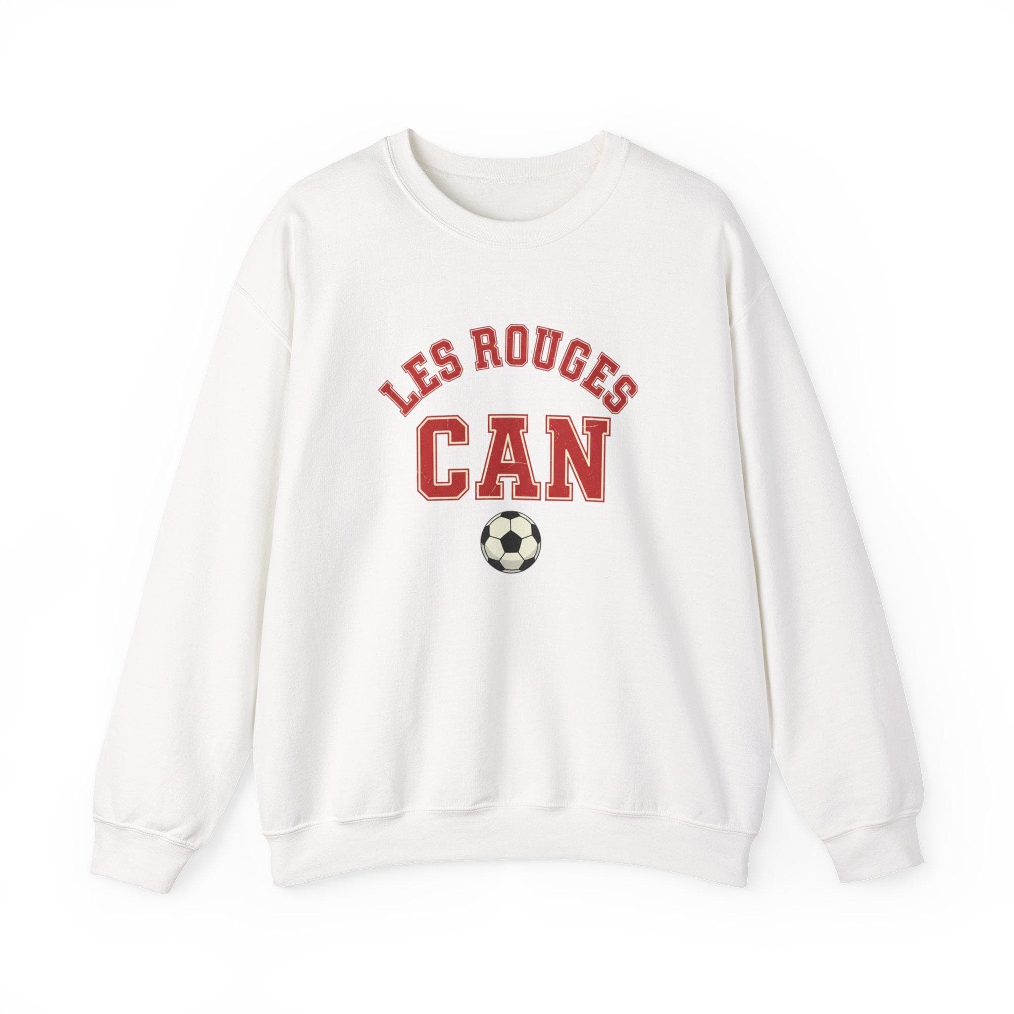 Canada Soccer Sweatshirt | Les Rouges Vintage College Crewneck | Retro 1970s Collegiate CAN World Cup Red Cream Premium Fleece Fan Gift