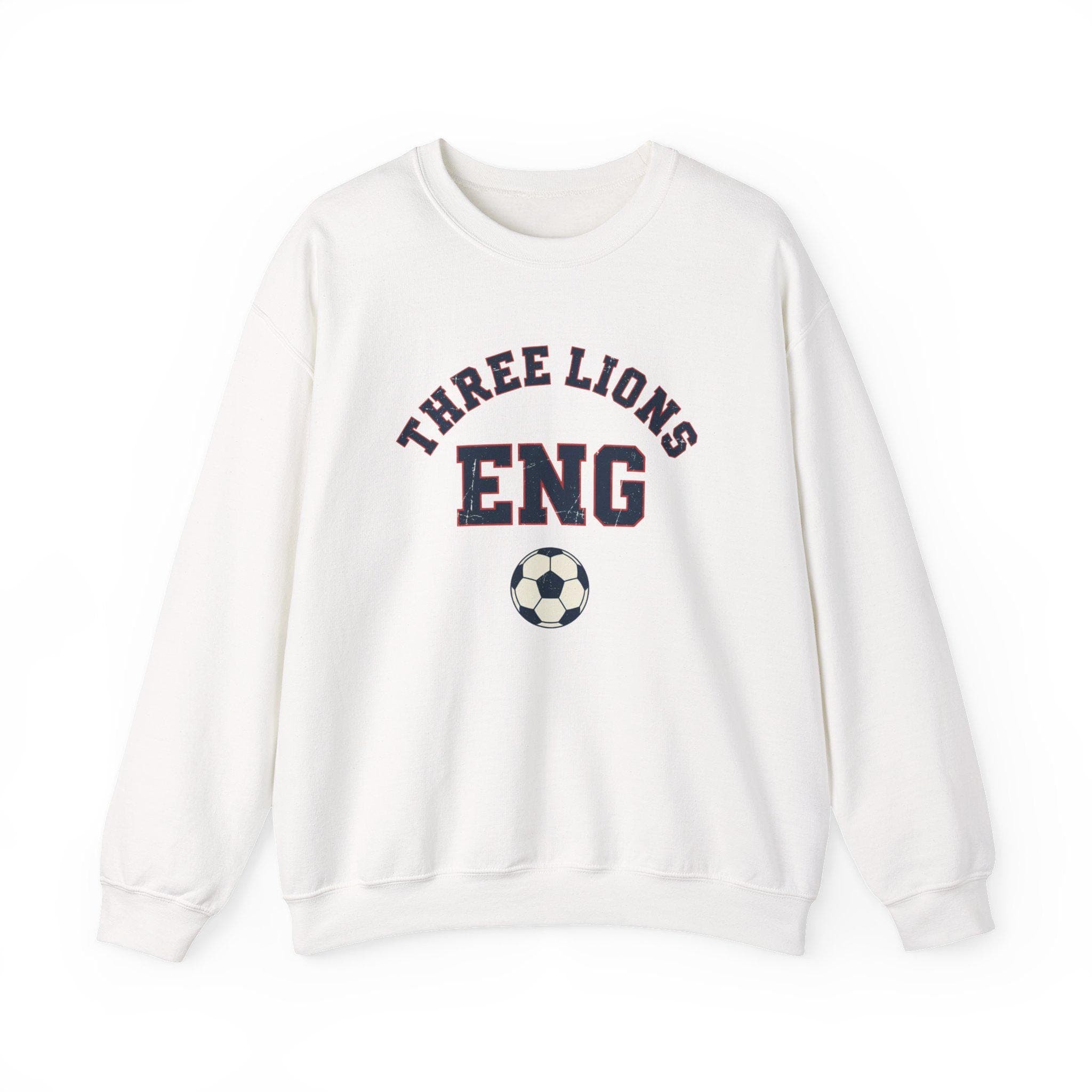 England Soccer Sweatshirt | Three Lions Vintage College Crewneck | Retro 1970s Collegiate ENG World Cup Navy Red Premium Fleece Fan Gift