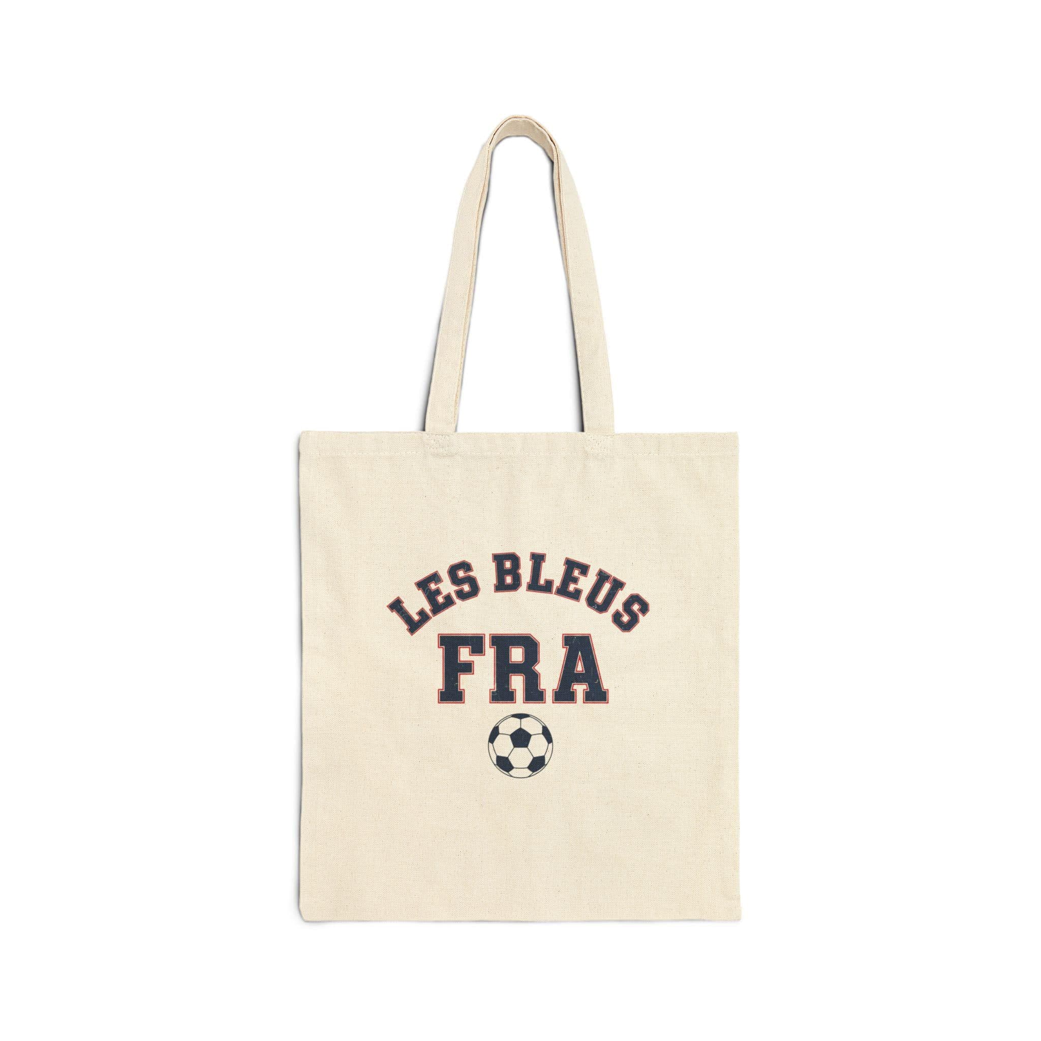 France Soccer Tote Bag | Les Bleus Vintage College Tote | Retro 1970s Collegiate FRA World Cup Navy Red Canvas Fan Gift