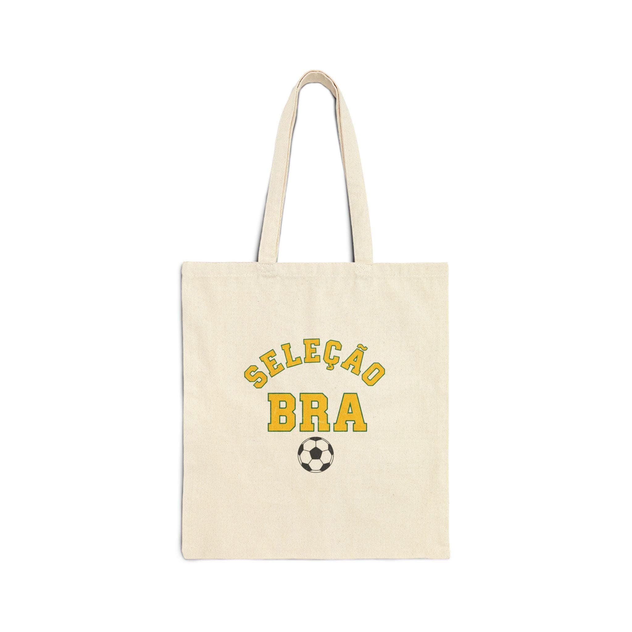 Brazil Soccer Tote Bag | Selecao Vintage College Tote | Retro 1970s Collegiate BRA World Cup Yellow Green Canvas Fan Gift
