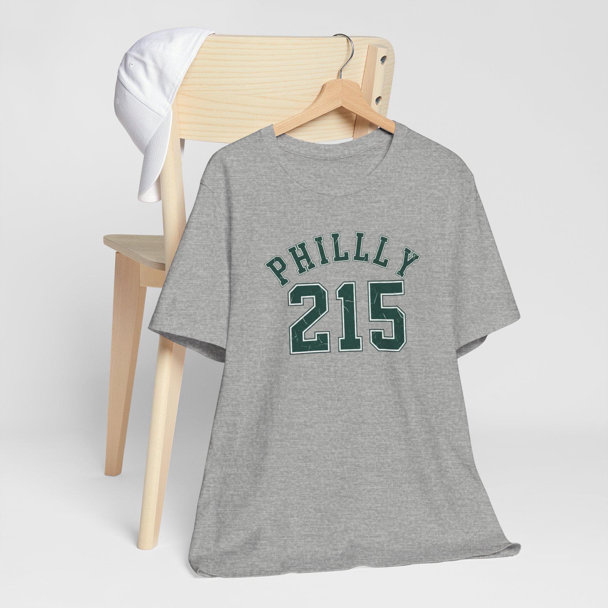 215 Shirt | Philly Philadelphia Vintage College Tee | Retro 1970s Collegiate 215 Area Code Midnight Green Silver Hometown Gift