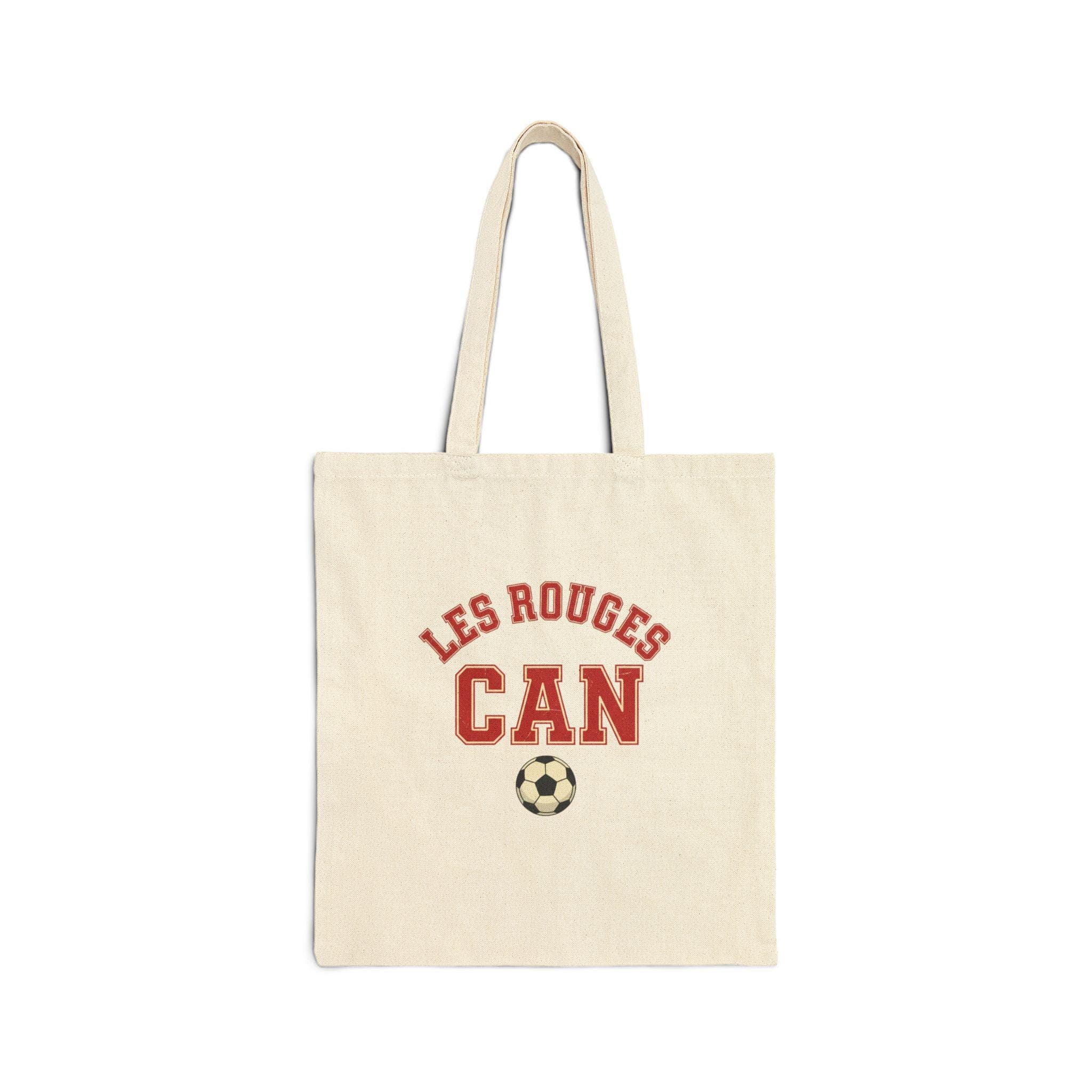Canada Soccer Tote Bag | Les Rouges Vintage College Tote | Retro 1970s Collegiate CAN World Cup Red Cream Canvas Fan Gift