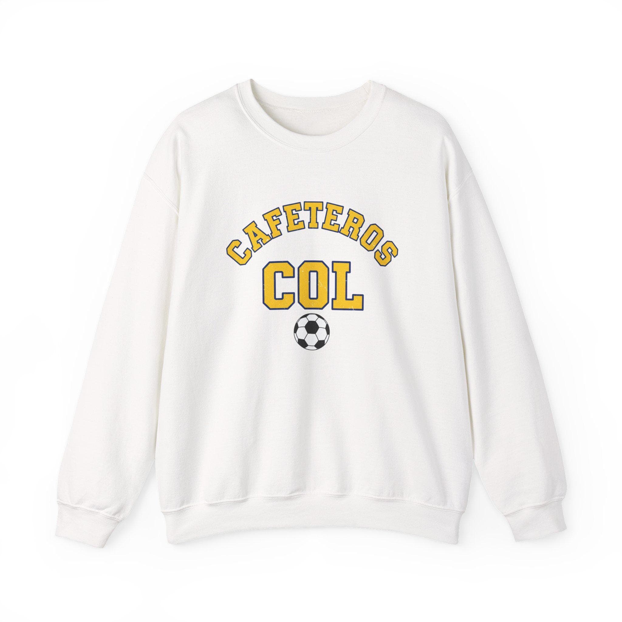 Colombia Soccer Sweatshirt | Cafeteros Vintage College Crewneck | Retro 1970s Collegiate COL World Cup Yellow Blue Premium Fleece Fan Gift