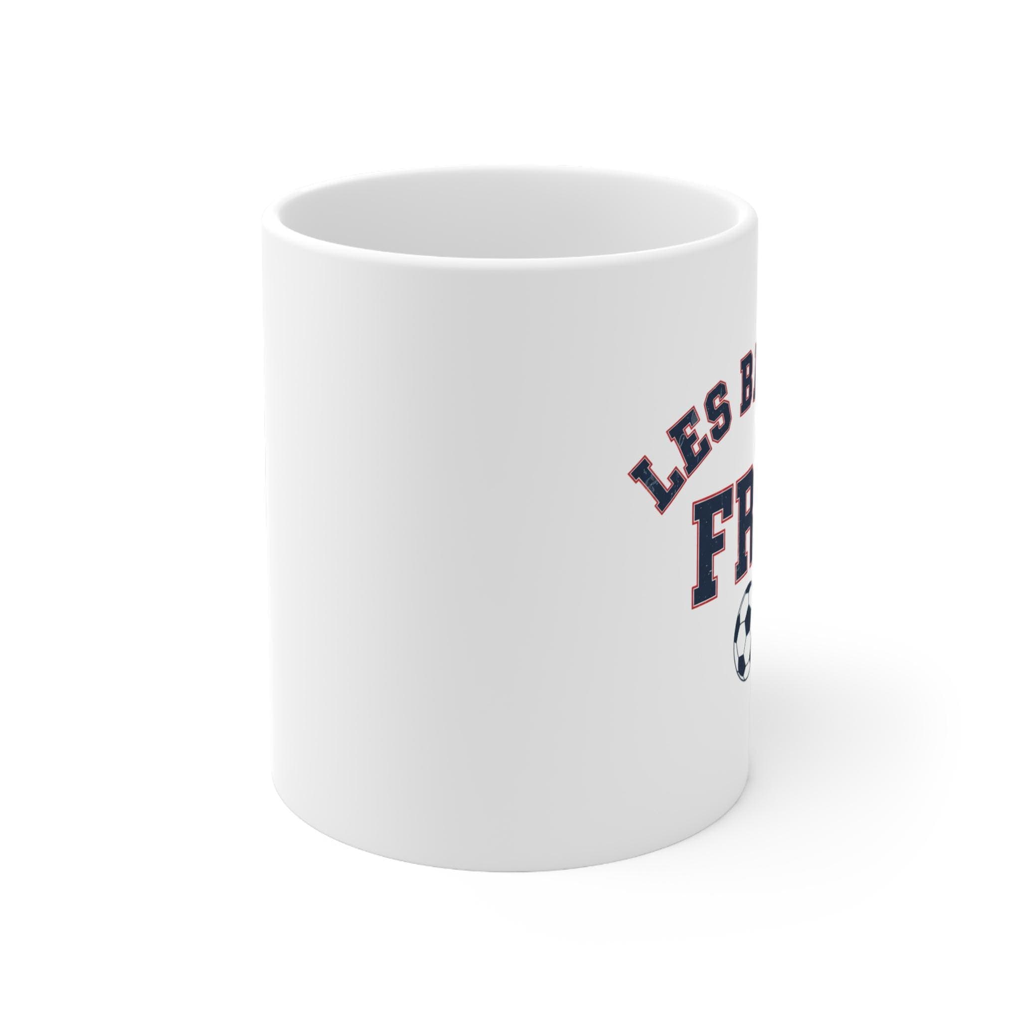 France Soccer Mug | Les Bleus Vintage College Mug | Retro 1970s Collegiate FRA World Cup Navy Red Ceramic Fan Gift