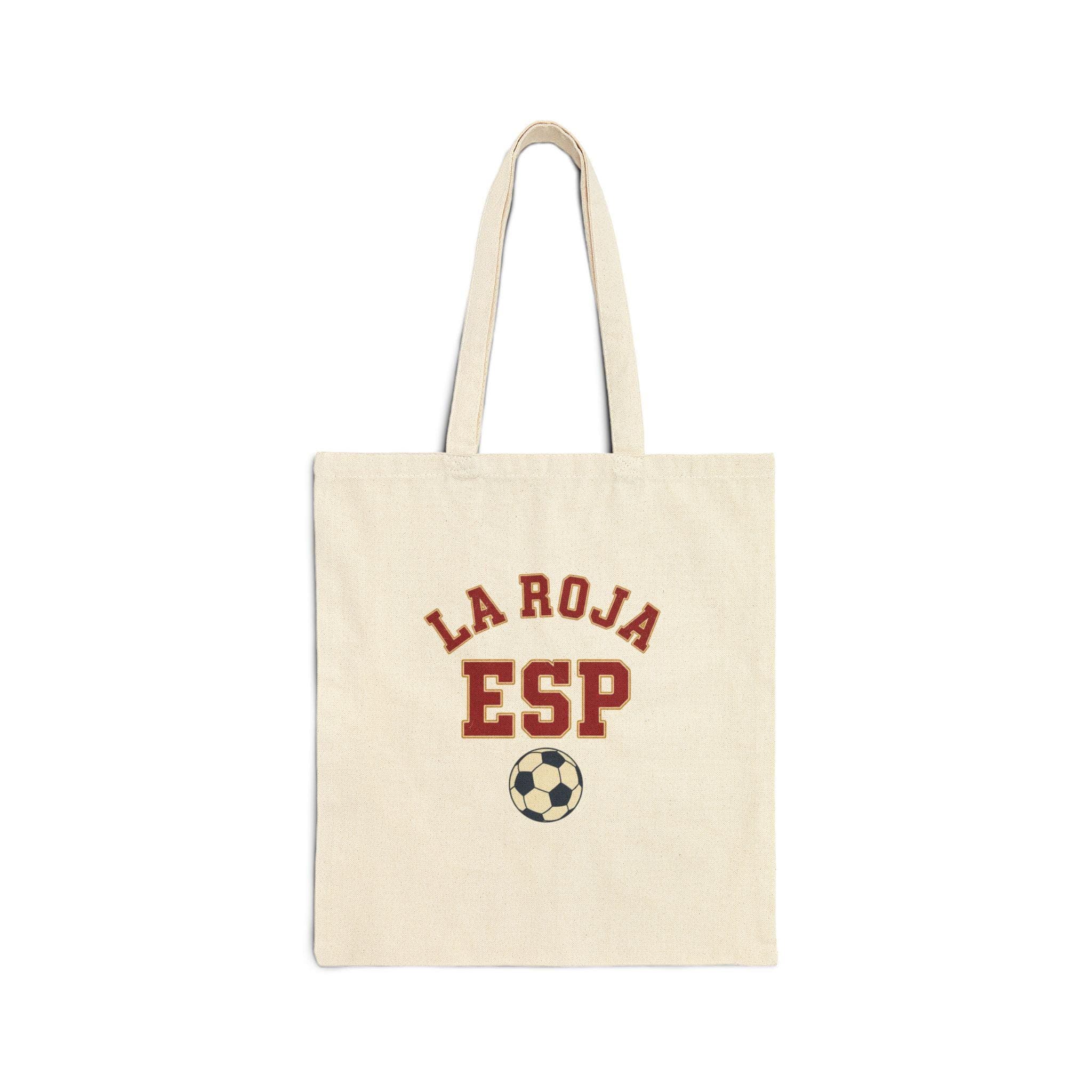 Spain Soccer Tote Bag | La Roja Vintage College Tote | Retro 1970s Collegiate ESP World Cup Red Gold Canvas Fan Gift