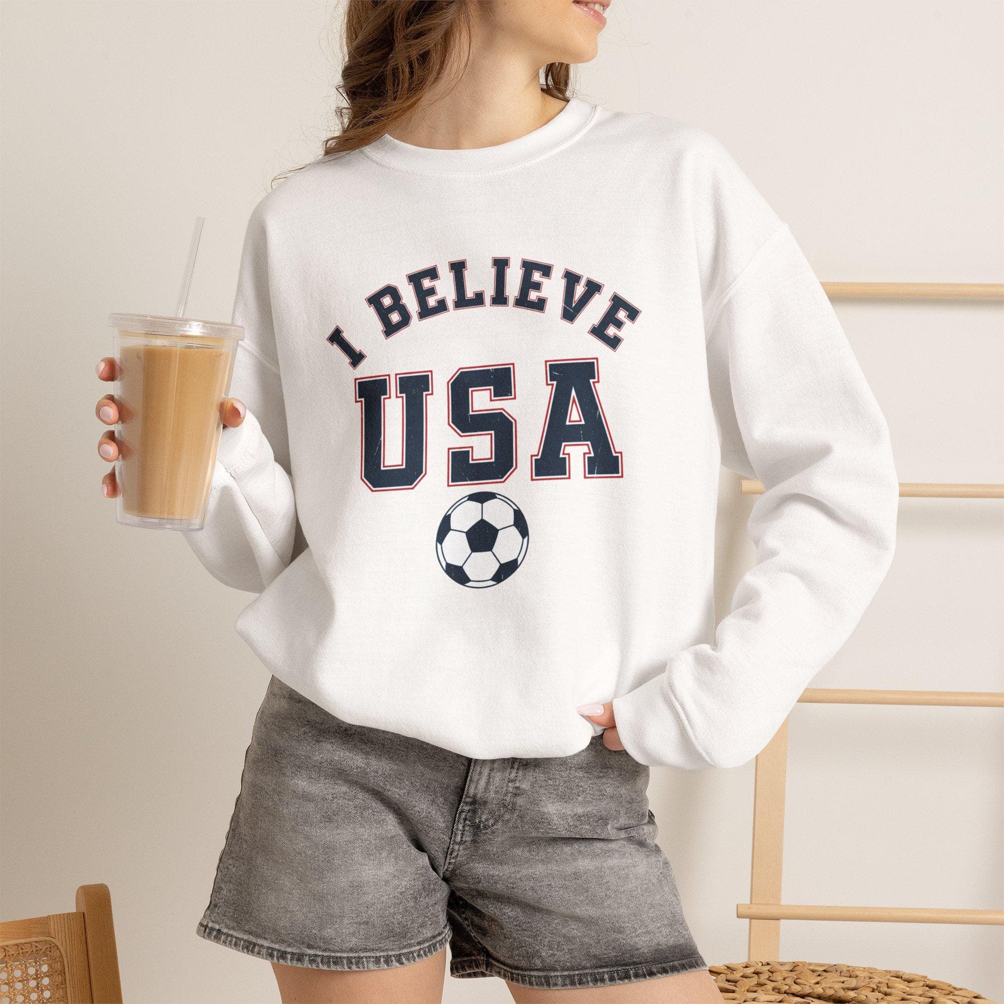 USA Soccer Sweatshirt | I Believe Vintage College Crewneck | Retro 1970s Collegiate USMNT World Cup Premium Fleece Fan Gift