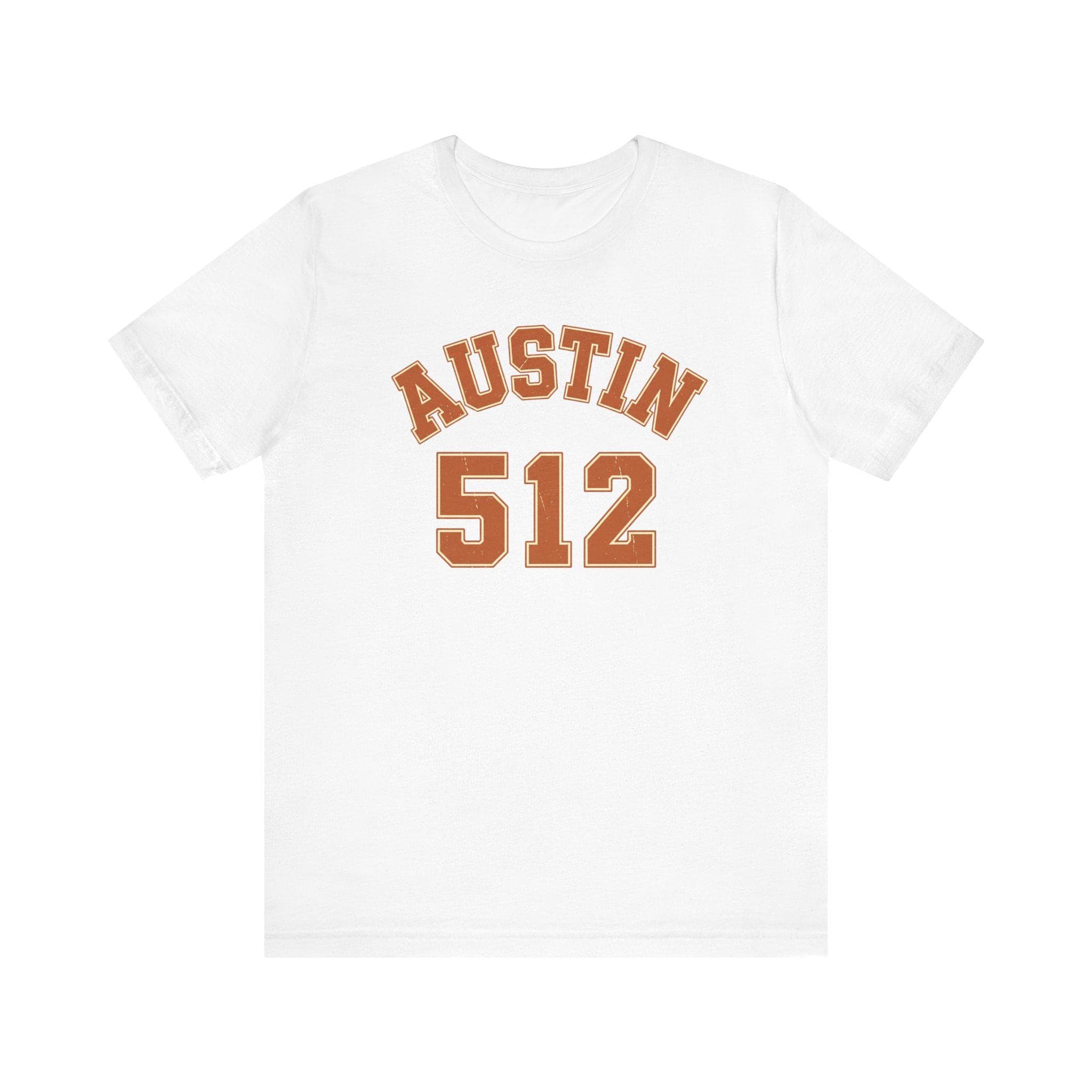Austin 512 Vintage Collegiate T-Shirt | Retro Burnt Orange Cotton Tee
