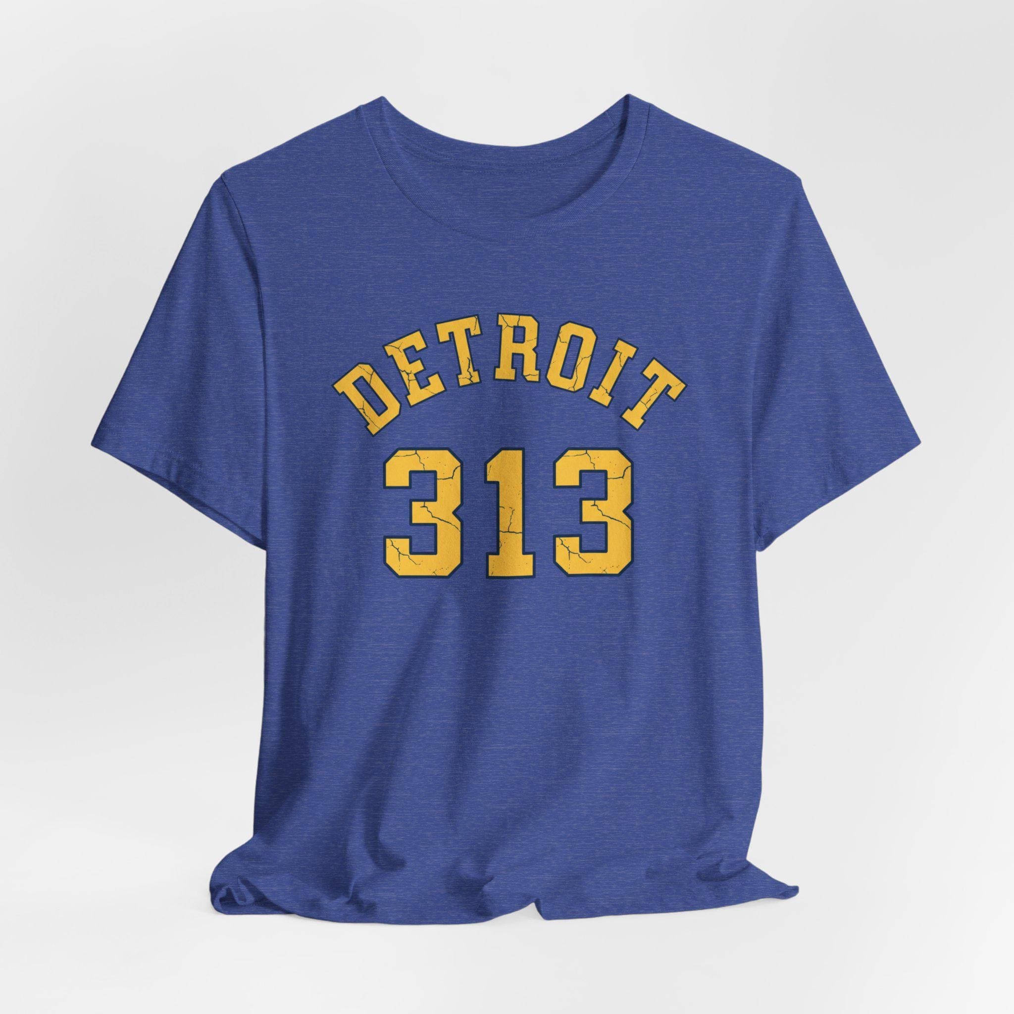 313 Shirt | Detroit Vintage College Tee | Retro 1970s Collegiate Detroit Michigan Area Code Maize Navy Premium Cotton Gift