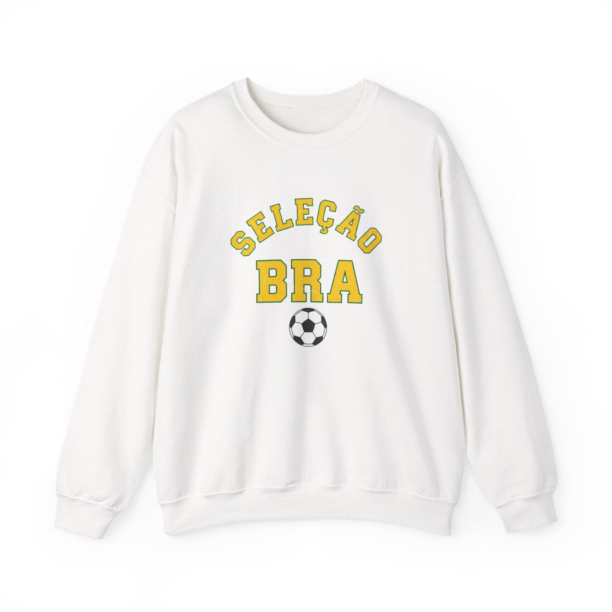 Brazil Soccer Sweatshirt | Selecao Vintage College Crewneck | Retro 1970s Collegiate BRA World Cup Yellow Green Premium Fleece Fan Gift