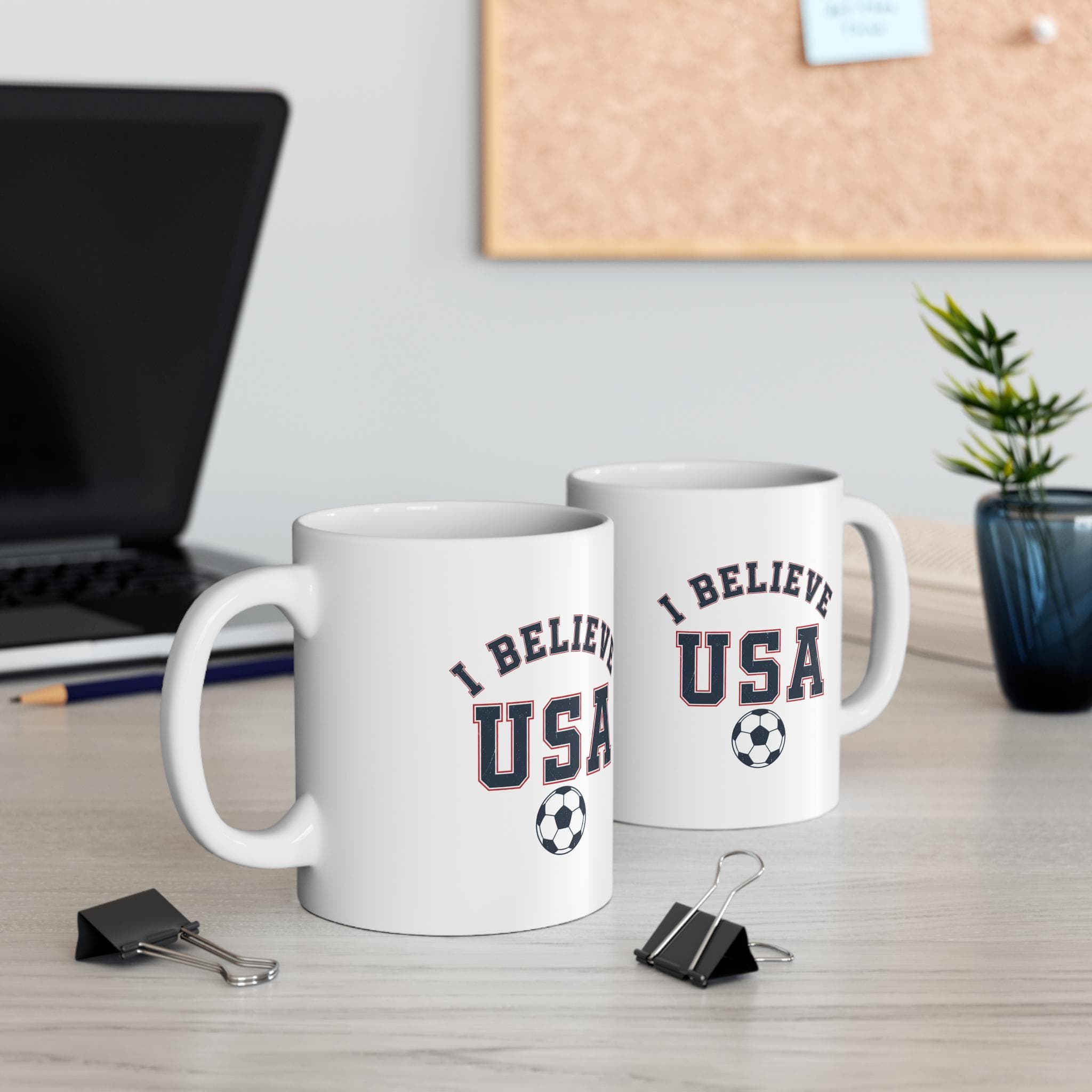 USA Soccer Mug | I Believe Vintage College Mug | Retro 1970s Collegiate USMNT World Cup Ceramic Fan Gift