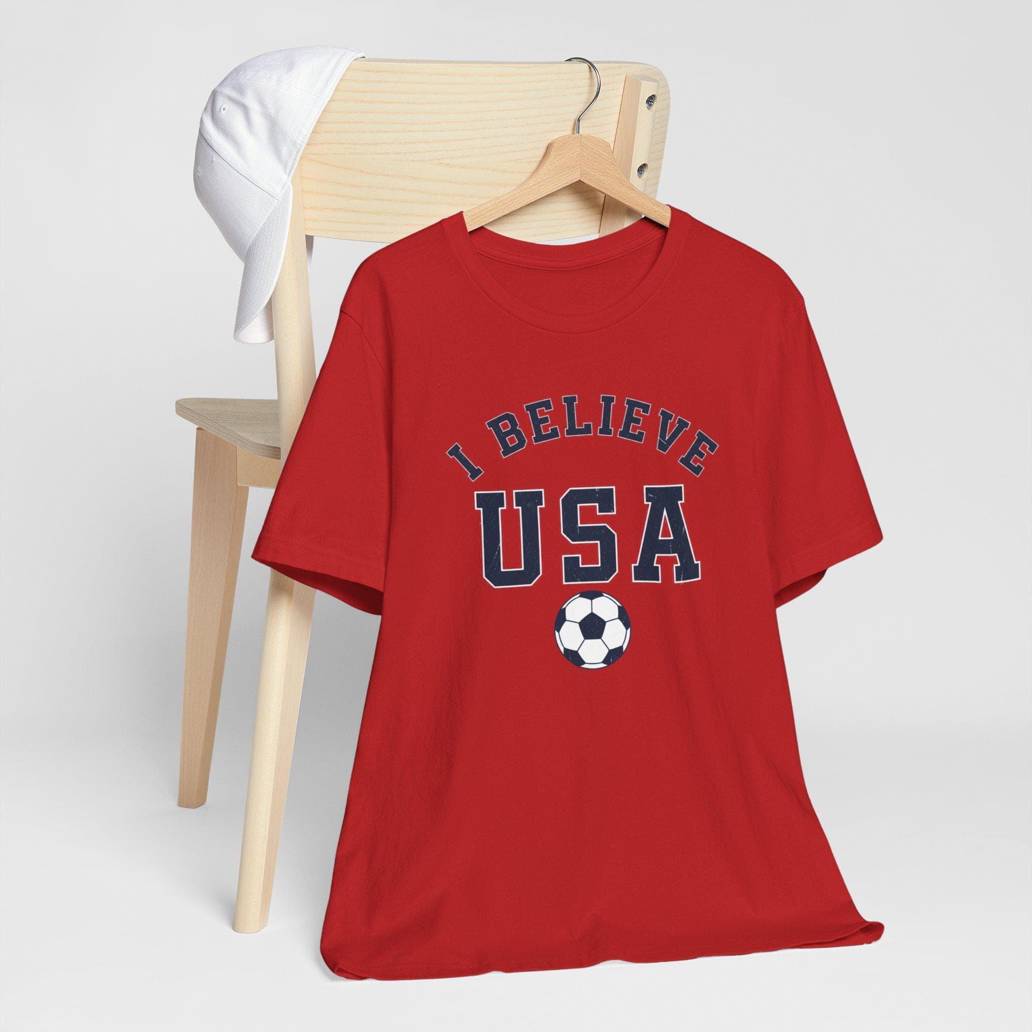 USA Soccer Shirt | I Believe Vintage College Tee | Retro 1970s Collegiate USMNT World Cup Premium Cotton Fan Gift