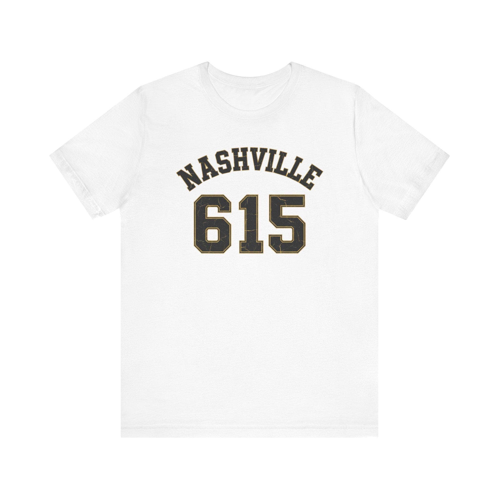 Nashville 615 Vintage Collegiate T-Shirt | Retro 1970s Black Gold Cotton Tee
