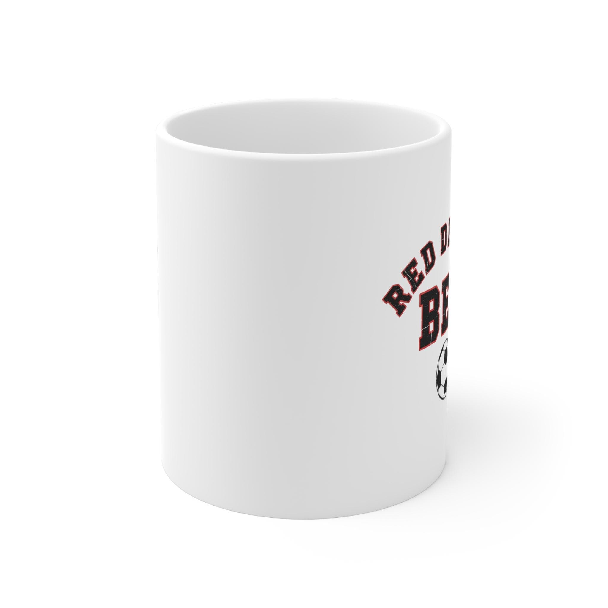 Belgium Soccer Mug | Red Devils Vintage College Mug | Retro 1970s Collegiate BEL World Cup Black Red Ceramic Fan Gift