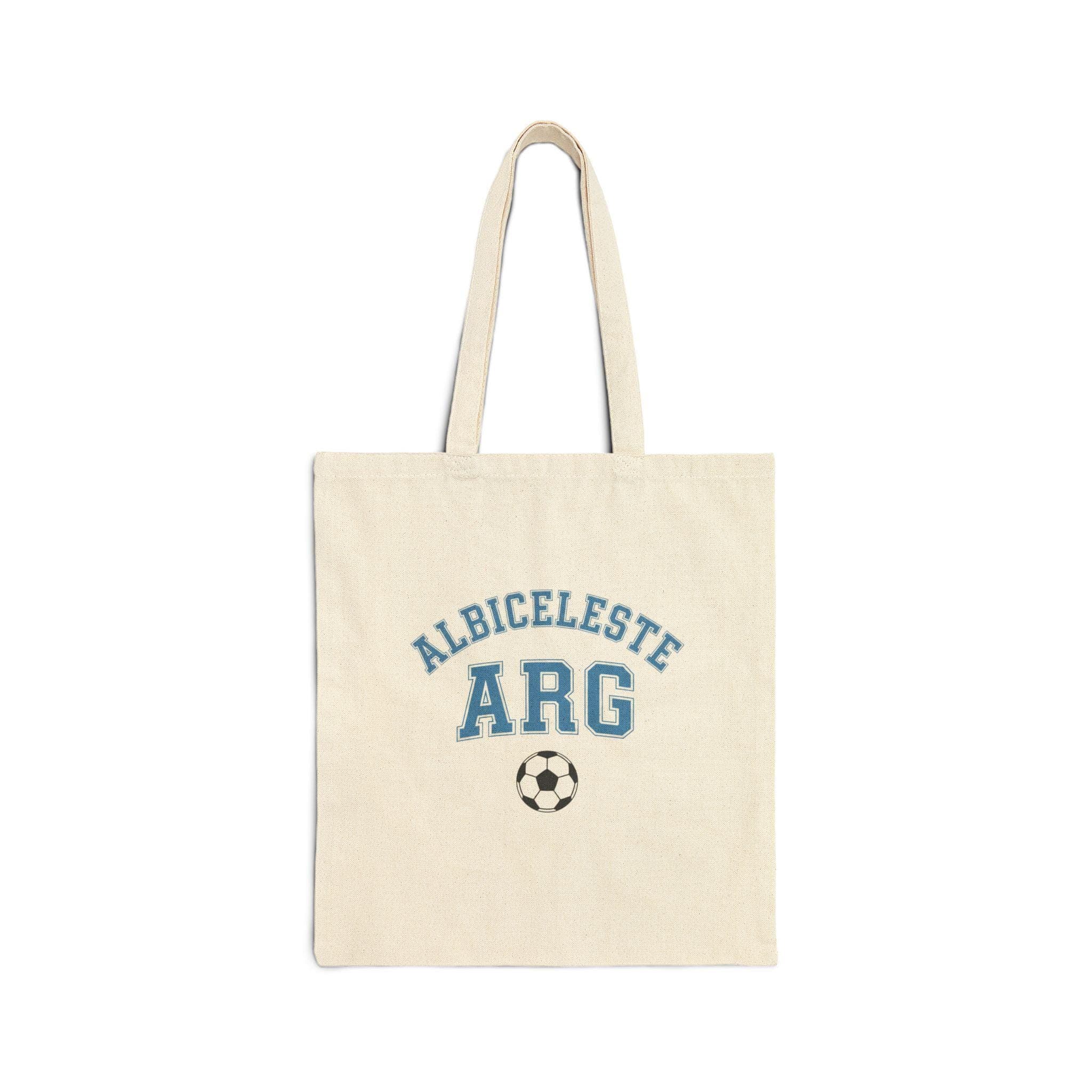Argentina Soccer Tote Bag | Albiceleste Vintage College Tote | Retro 1970s Collegiate ARG World Cup Sky Blue Canvas Fan Gift