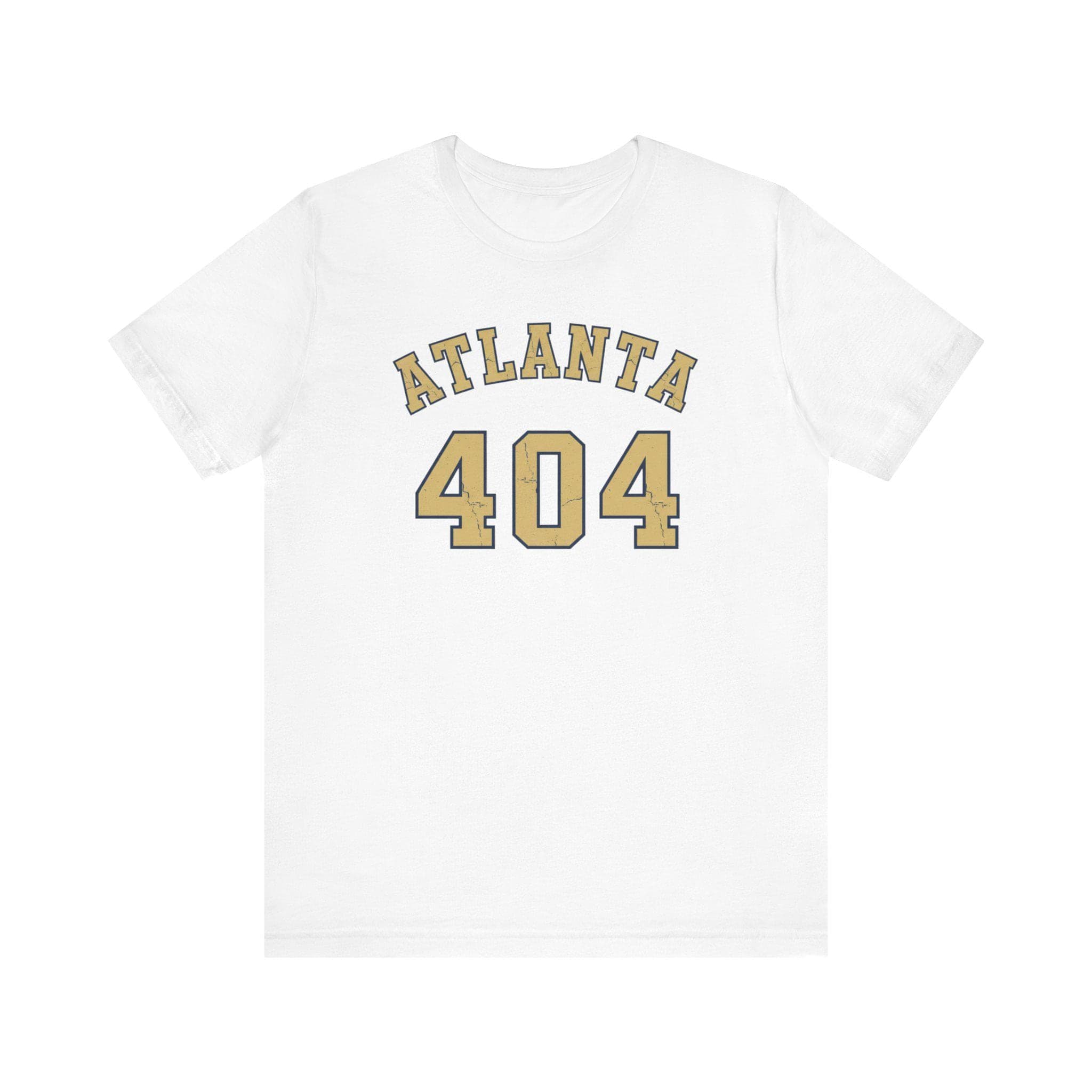 Atlanta 404 Area Code Vintage Collegiate T-Shirt | Old Gold Navy Tee