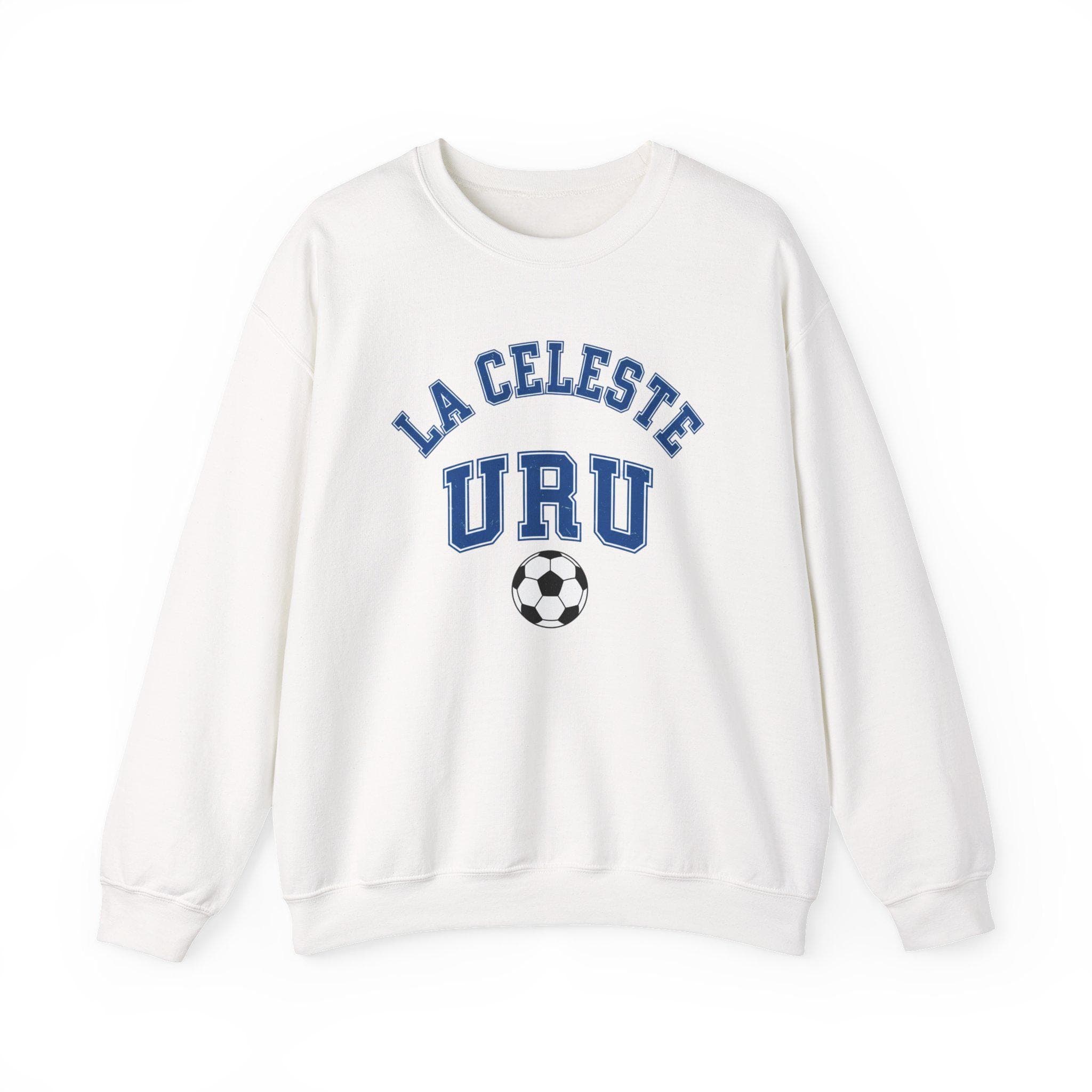 Uruguay Soccer Sweatshirt | La Celeste Vintage College Crewneck | Retro 1970s Collegiate URU World Cup Sky Blue Premium Fleece Fan Gift
